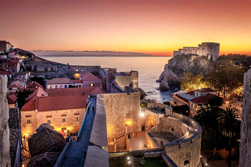 Dubrovnik city walls night